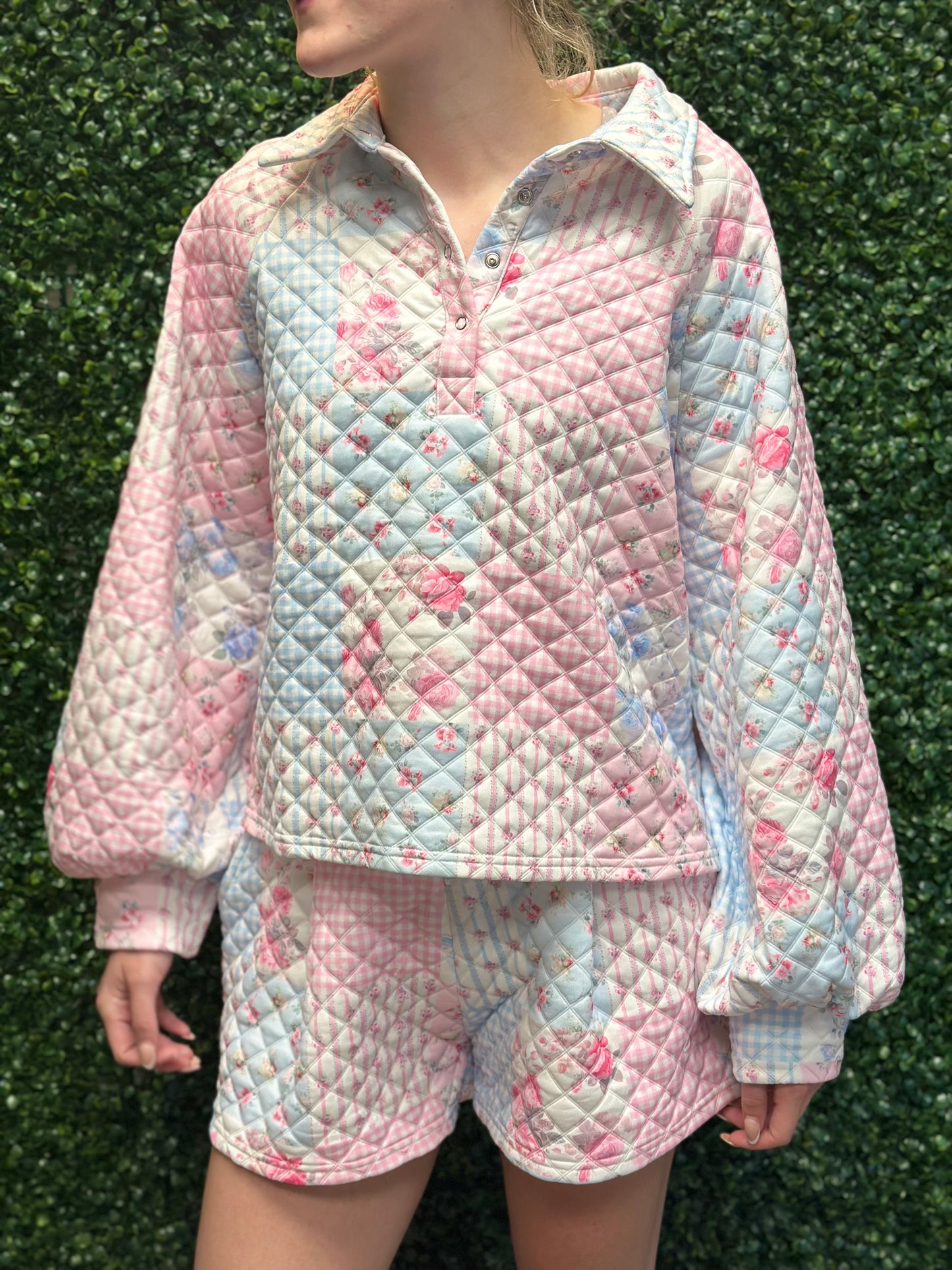 Rareraw Pink & Blue Quilted Patchwork Style Set