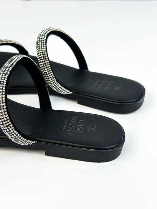 Oasis Society Black Rhinestone Sandals
