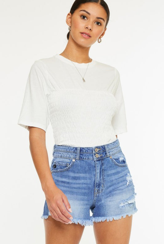 KanCan High Rise Mom Denim Shorts