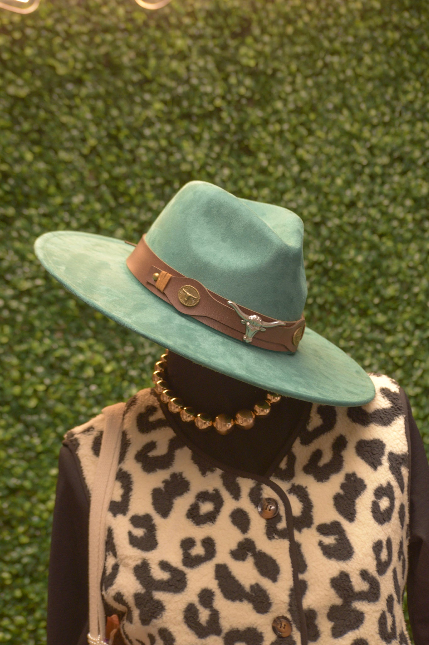 Teal Felt Hat Detailed