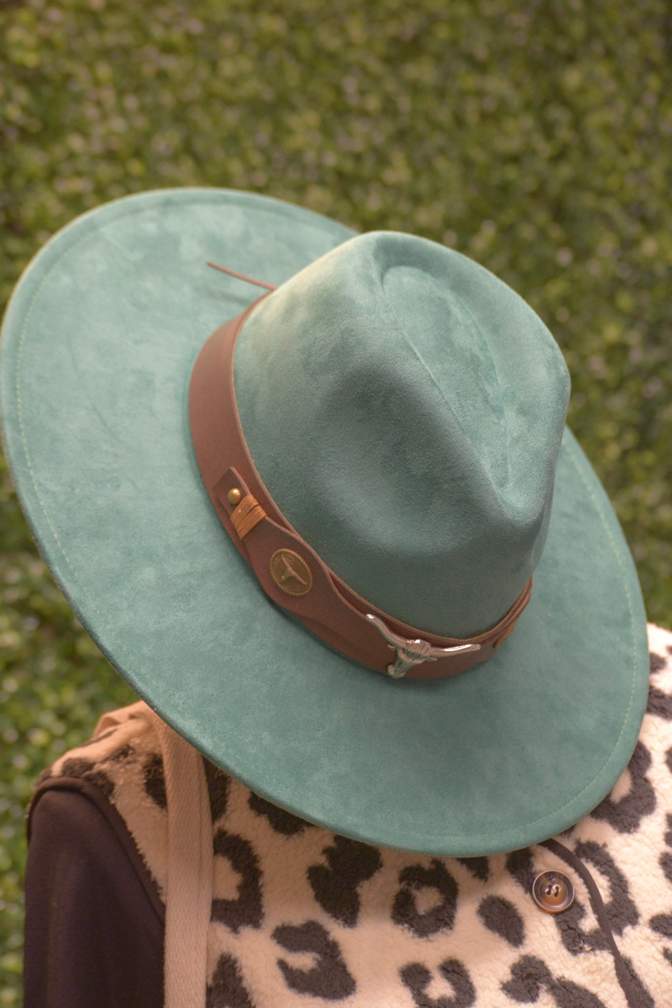 Teal Felt Hat Detailed
