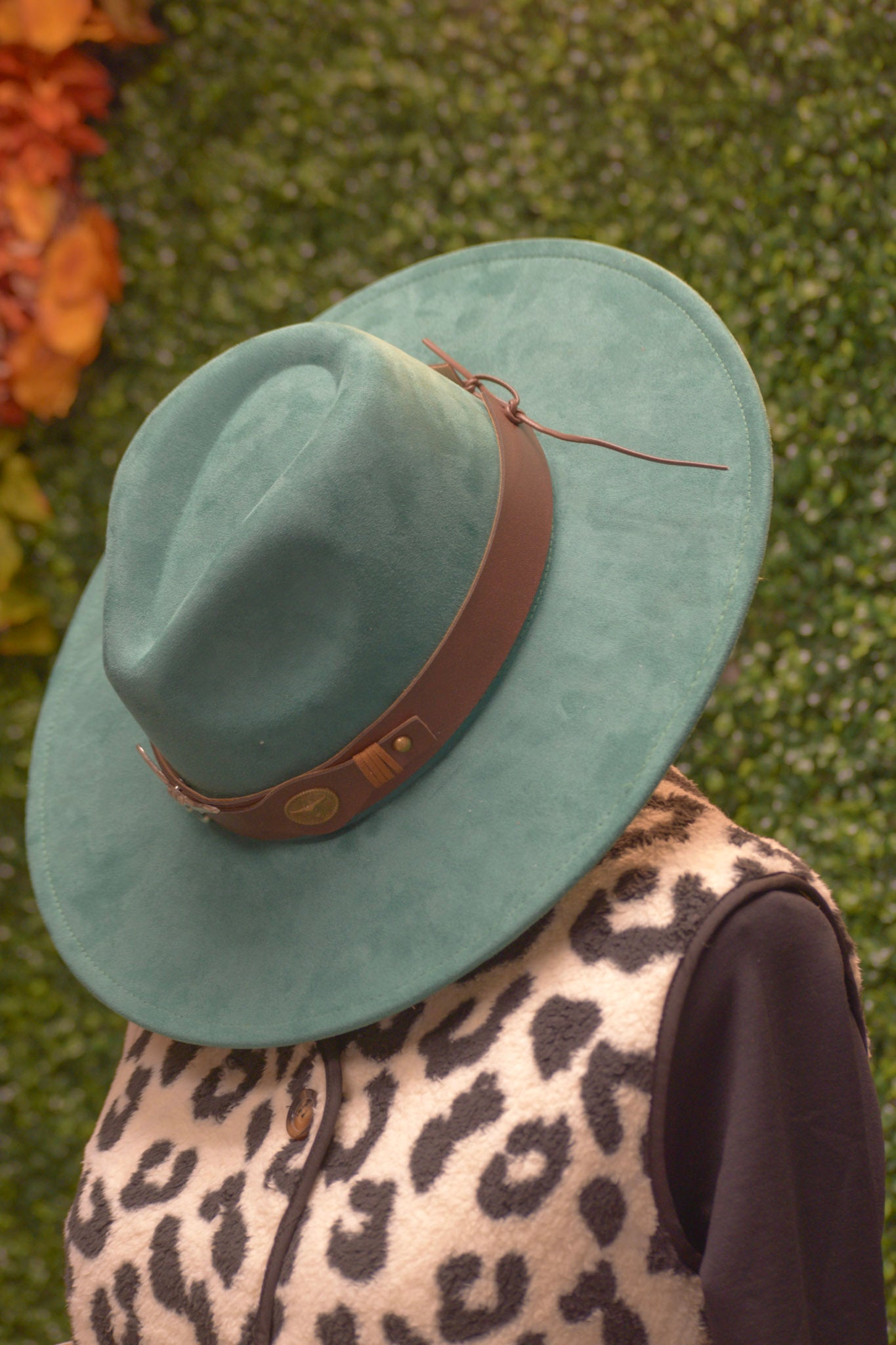 Teal Felt Hat Detailed