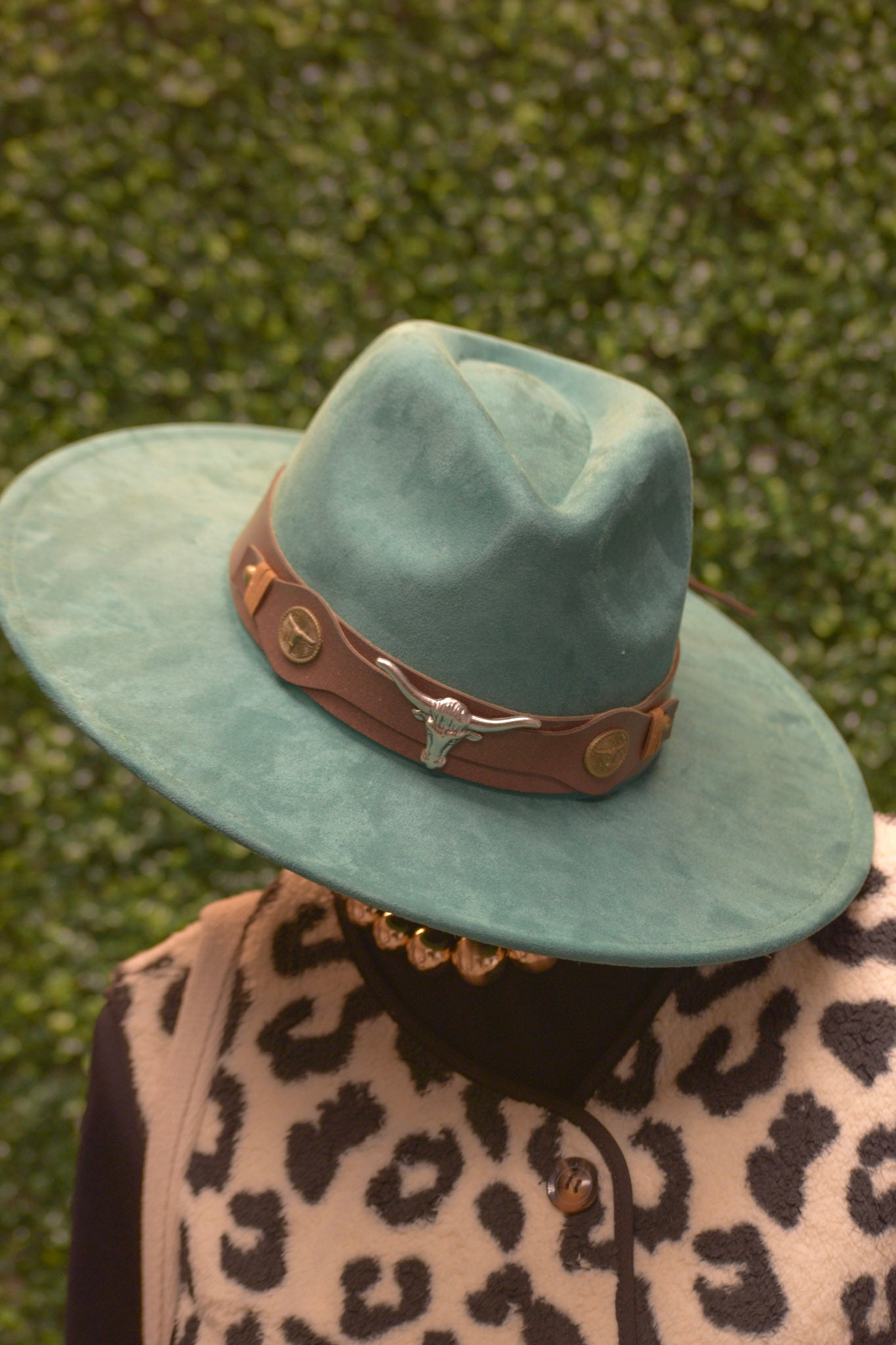 Teal Felt Hat Detailed