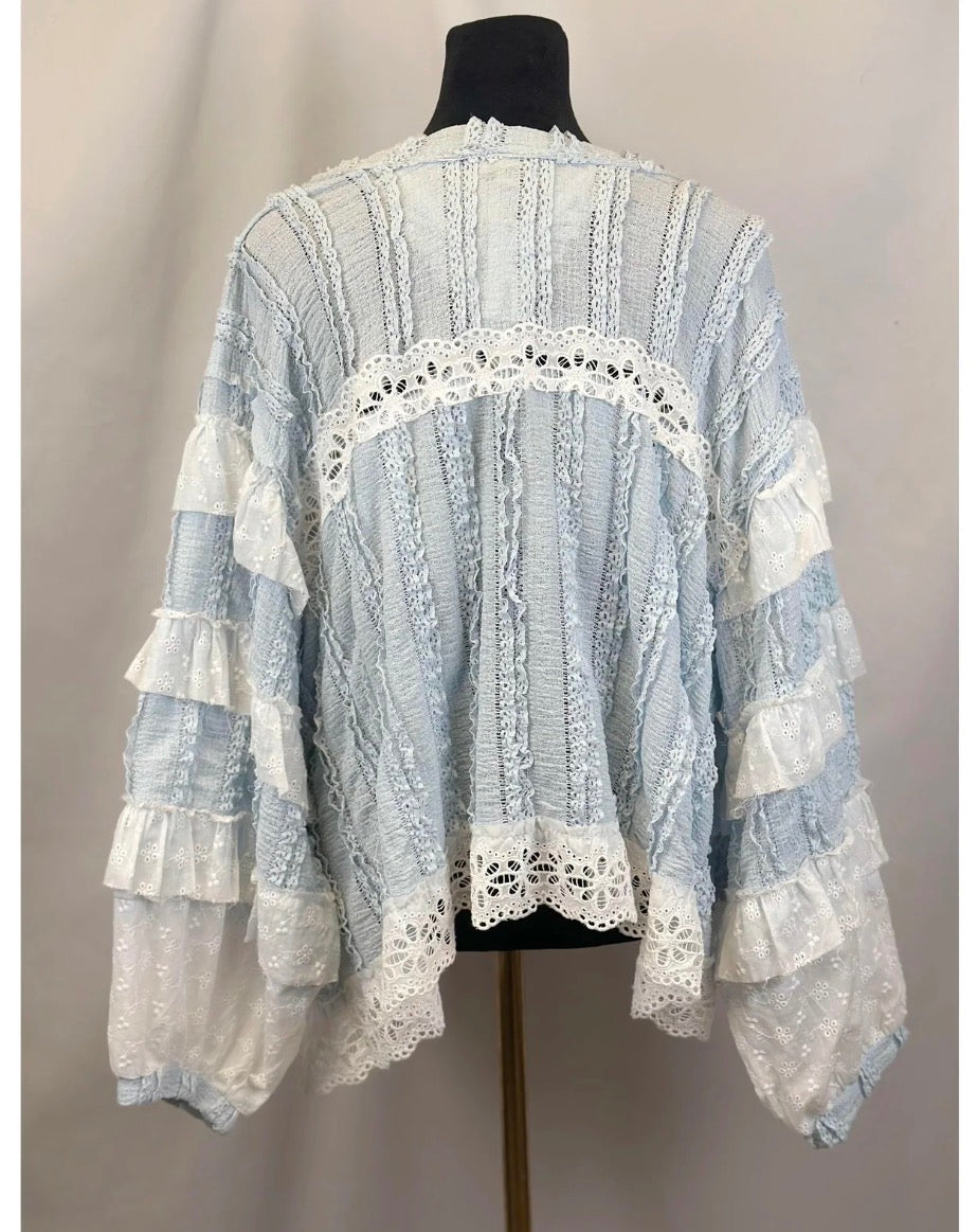 POL Ruffle Lace Long Sleeve Top