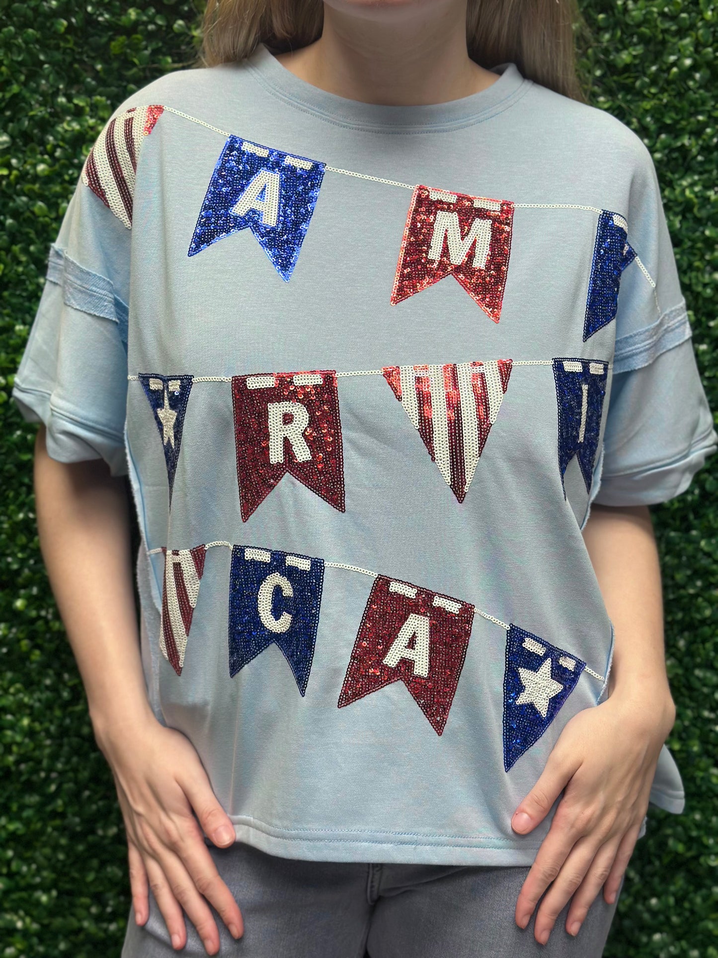 "America" Sequined Banner Top