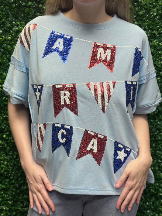 "America" Sequined Banner Top