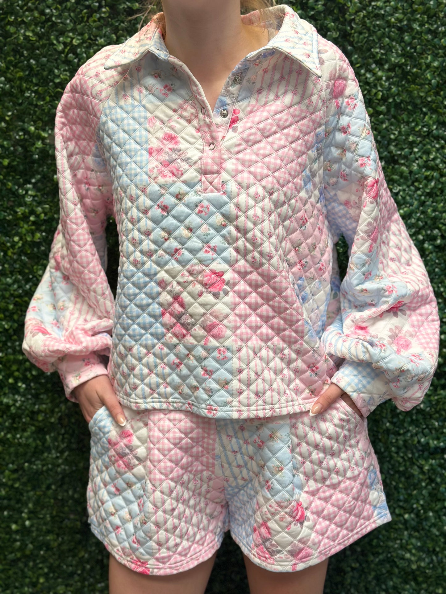 Rareraw Pink & Blue Quilted Patchwork Style Set