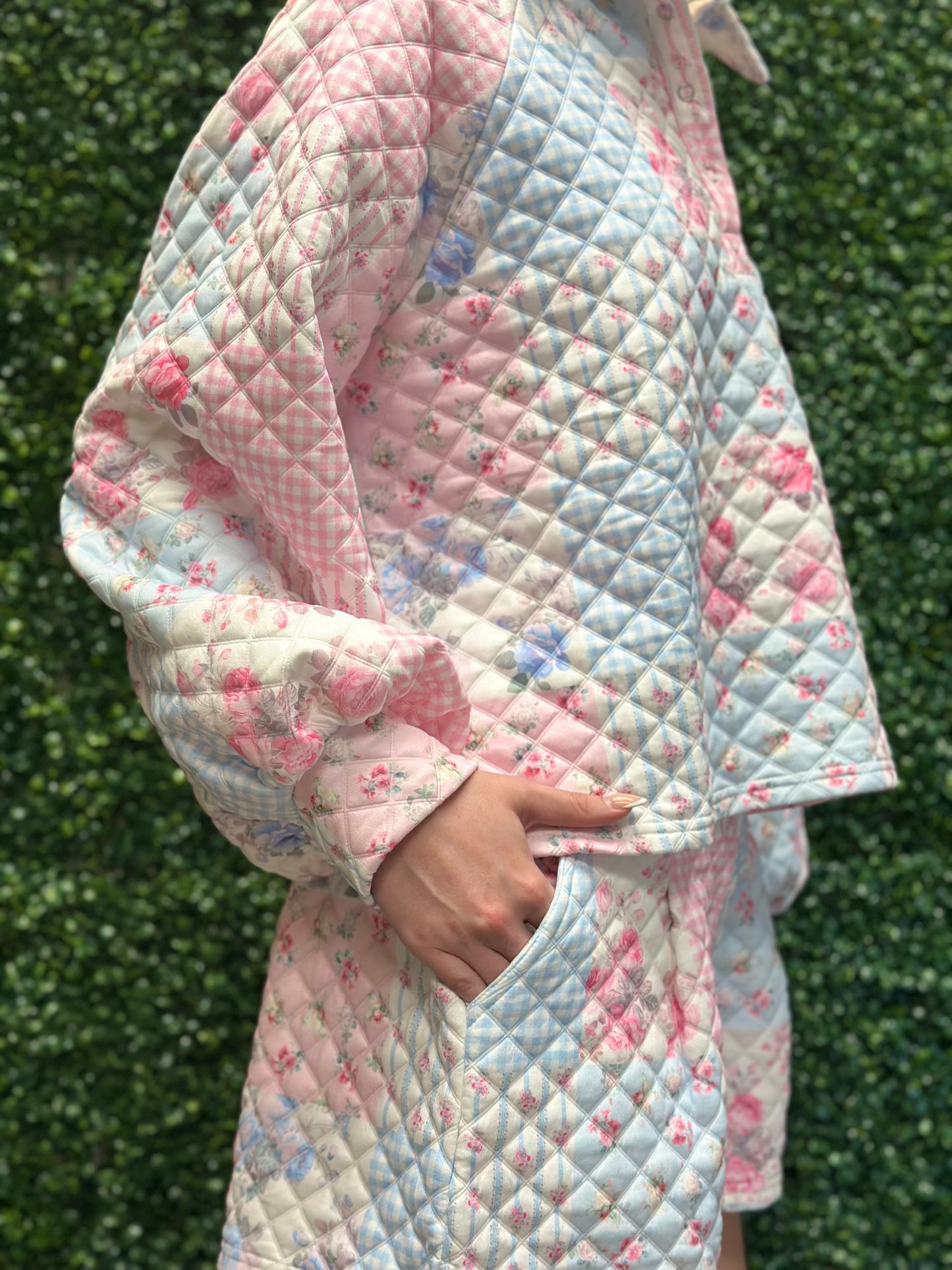 Rareraw Pink & Blue Quilted Patchwork Style Set