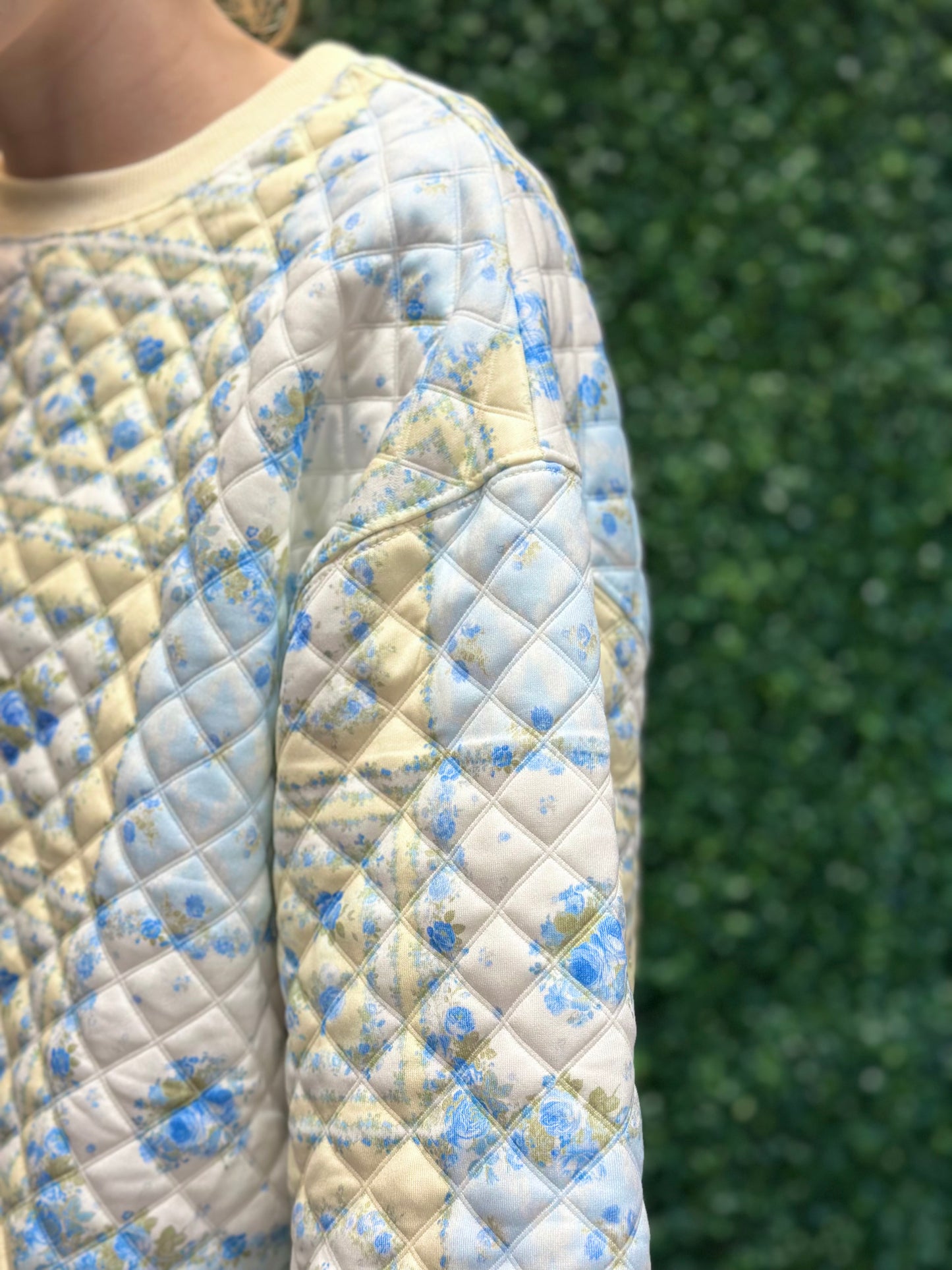 Rareraw Butter Yellow & Blue Quilted Patchwork Style Set