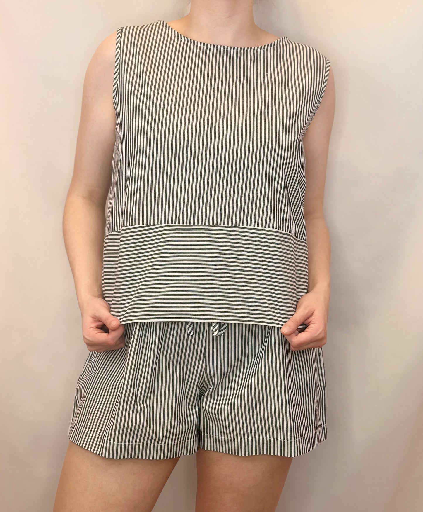 Striped Beach Day Short Set