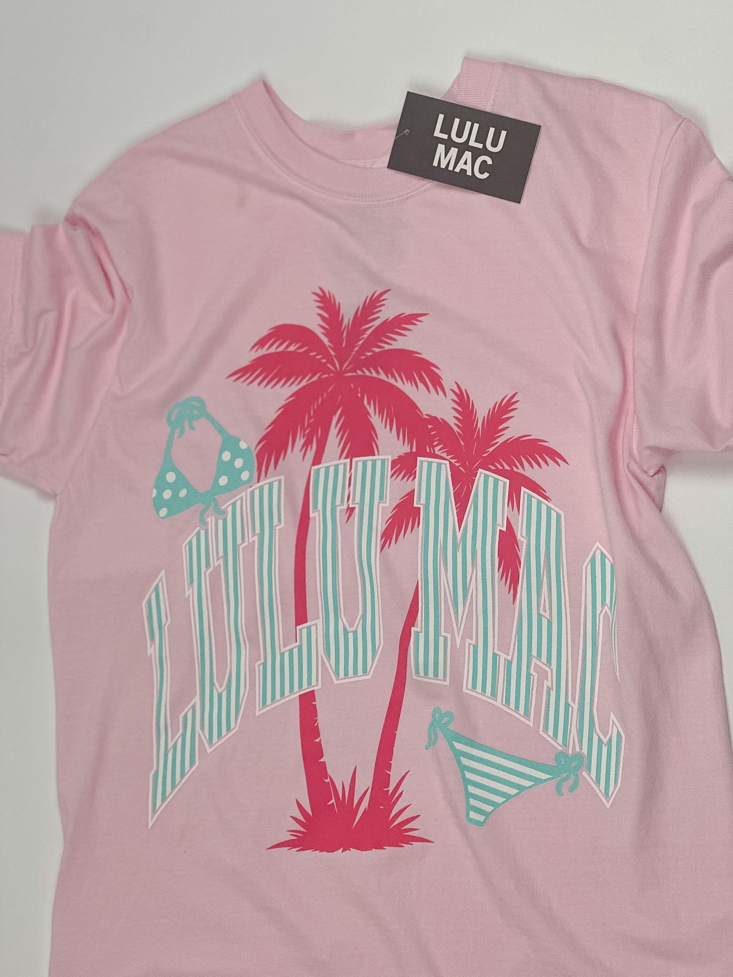 Lulu Mac Palm Tree Bikini Print Logo T-Shirt