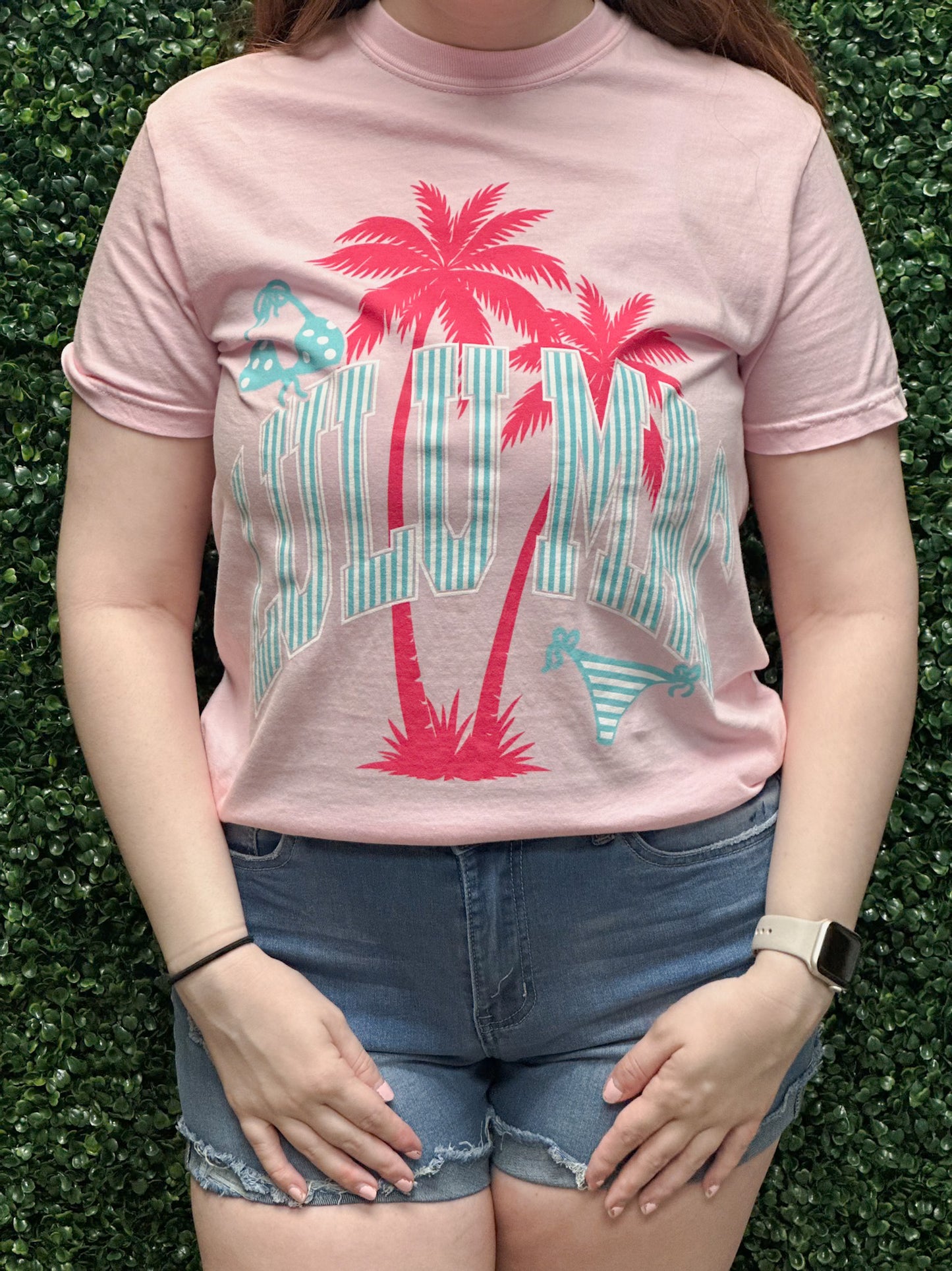 Lulu Mac Palm Tree Bikini Print Logo T-Shirt