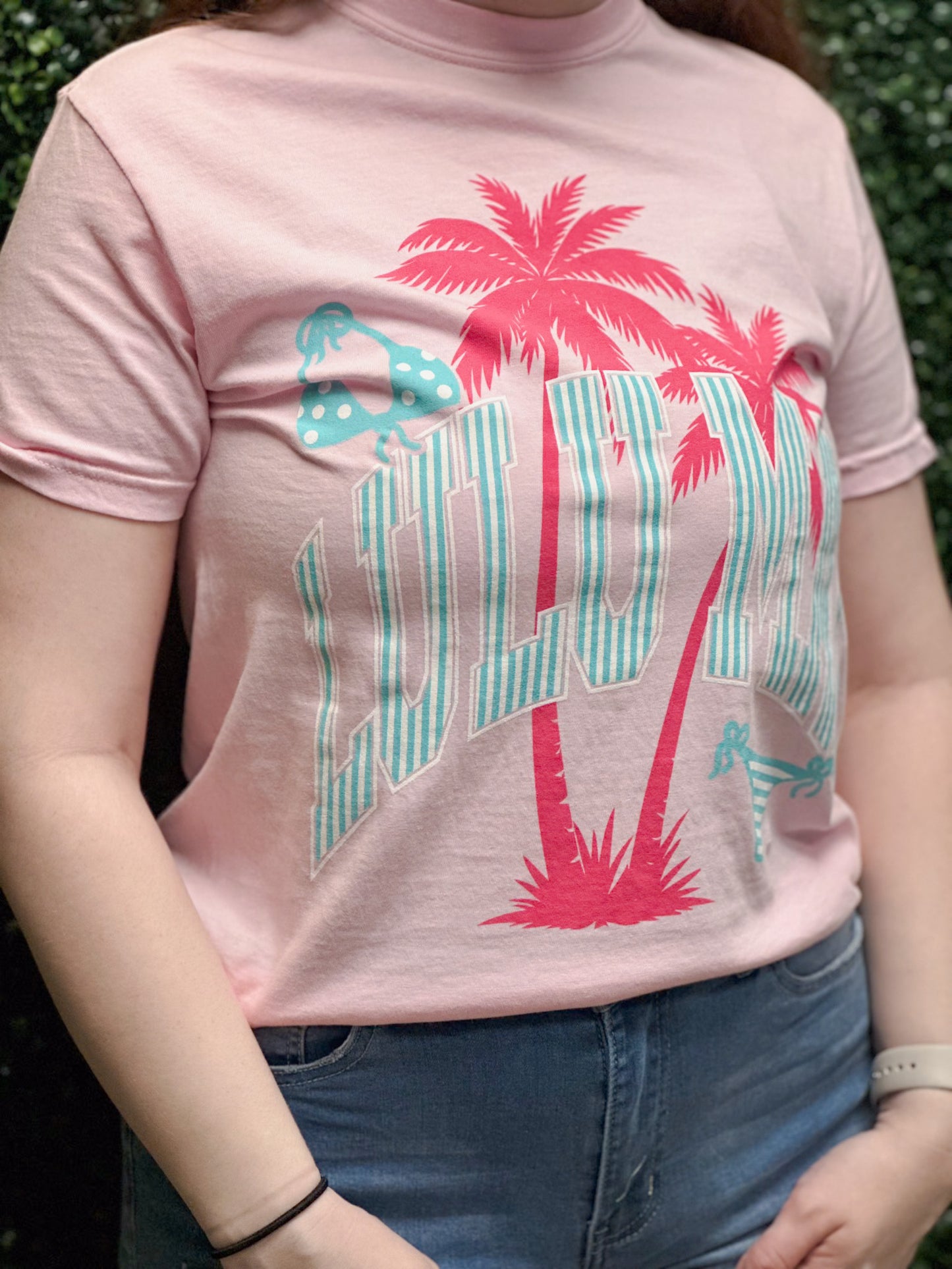 Lulu Mac Palm Tree Bikini Print Logo T-Shirt
