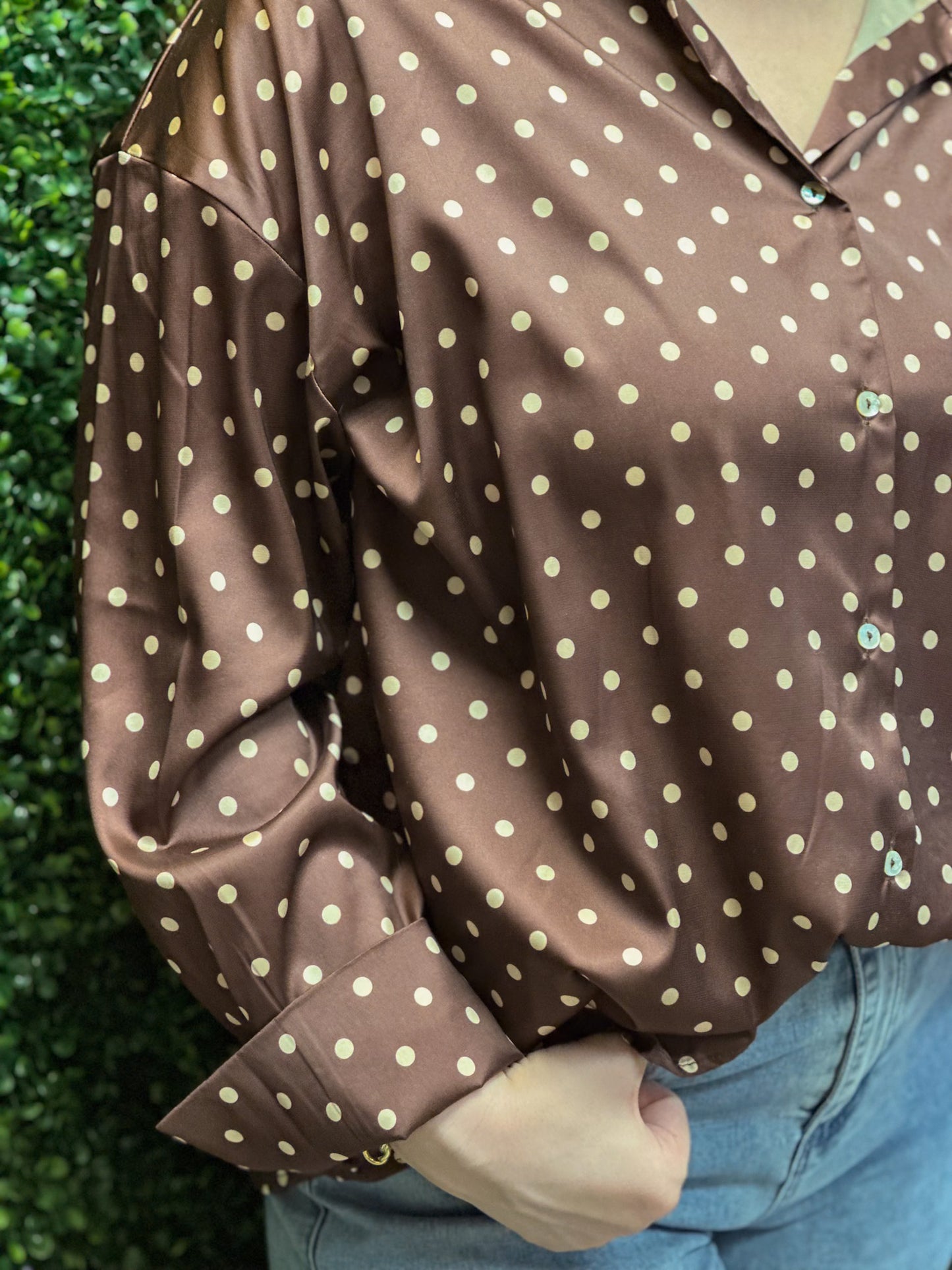 Polka Dot Button-Up Blouse