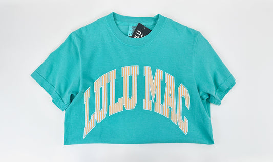 Lulu Mac Logo Tee- Turquoise/Orange Stripes
