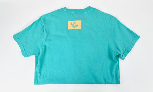 Lulu Mac Logo Tee- Turquoise/Orange Stripes