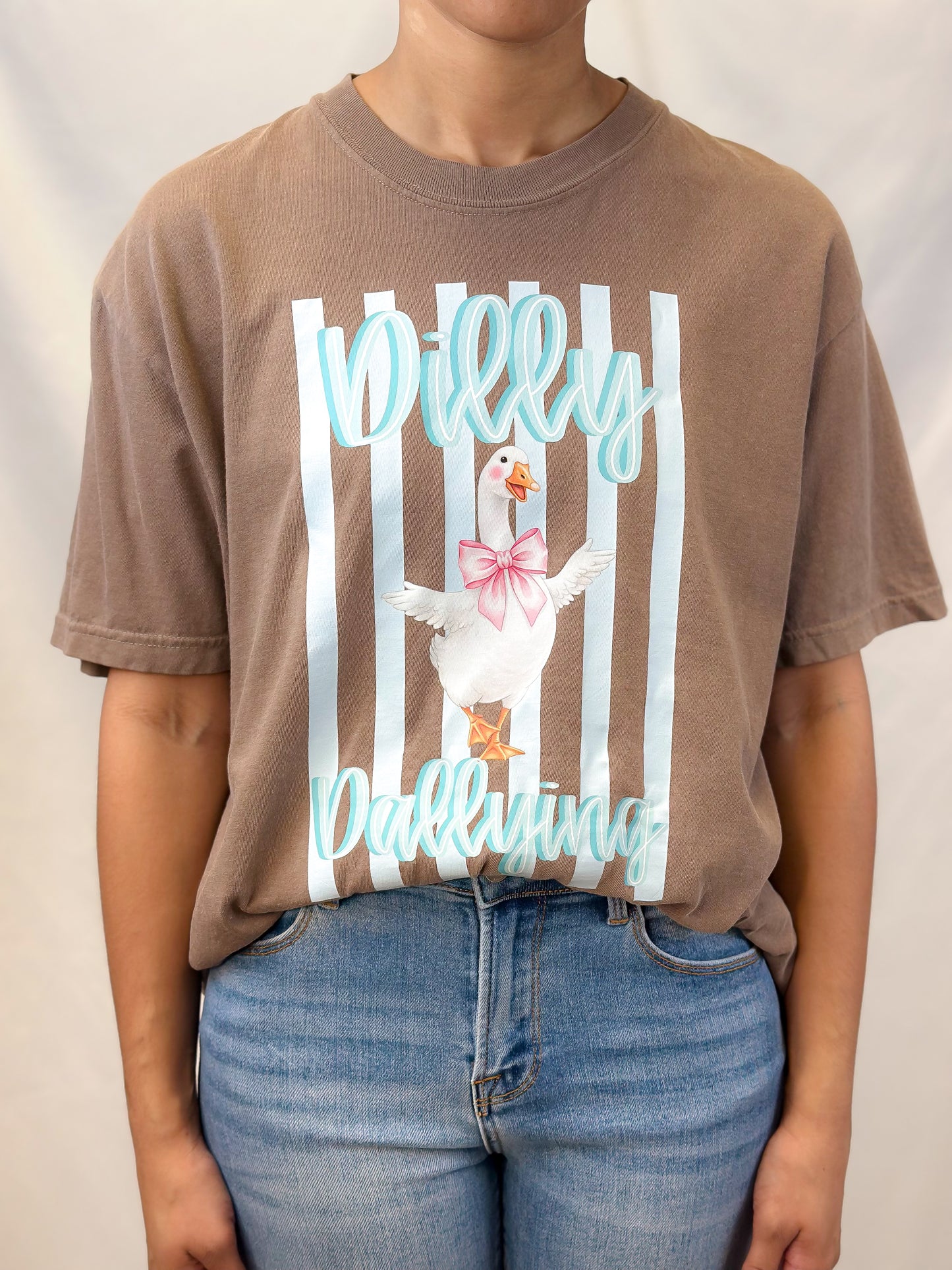 Dilly Dally Goose Striped Goose Print