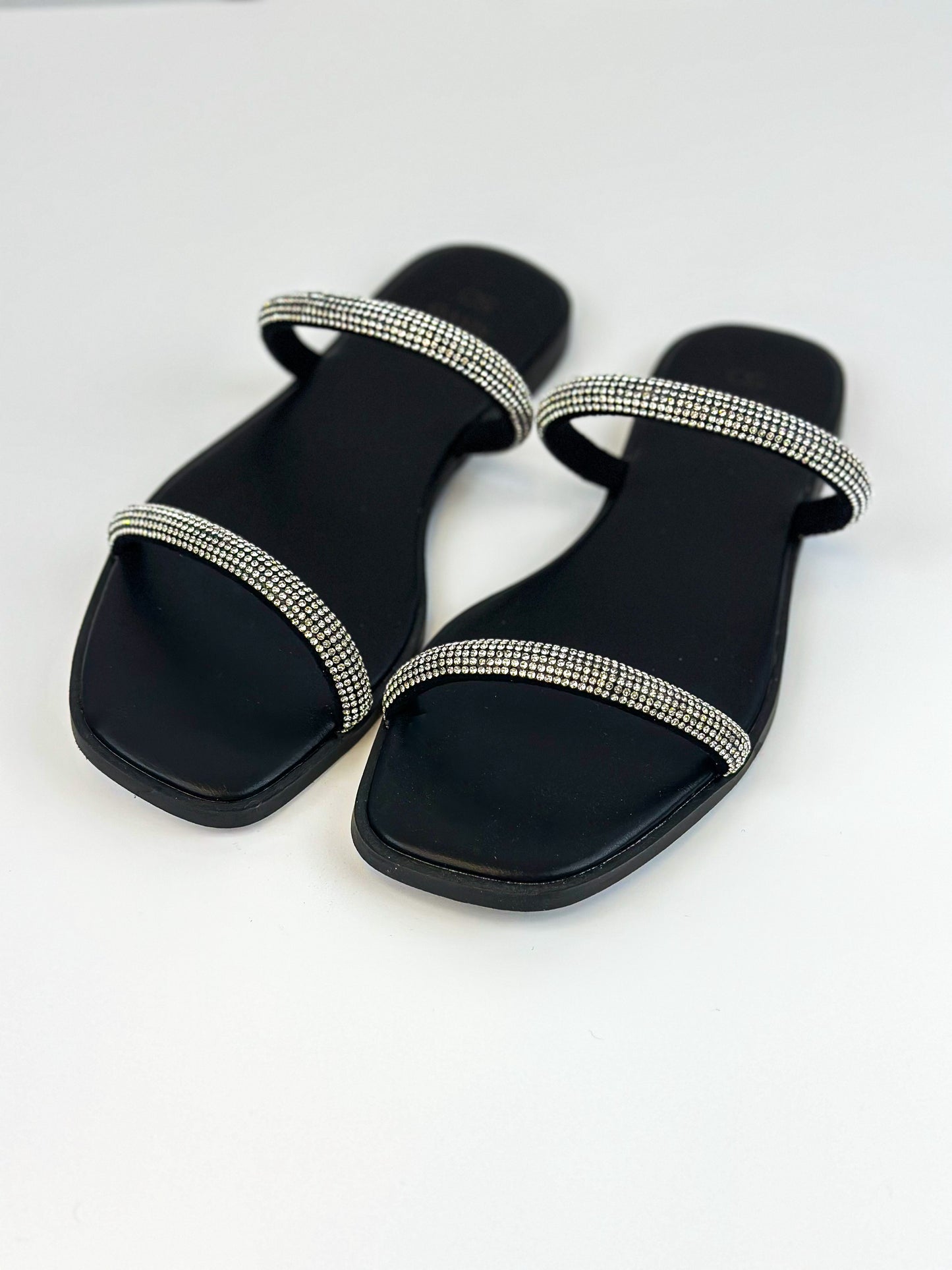 Oasis Society Black Rhinestone Sandals