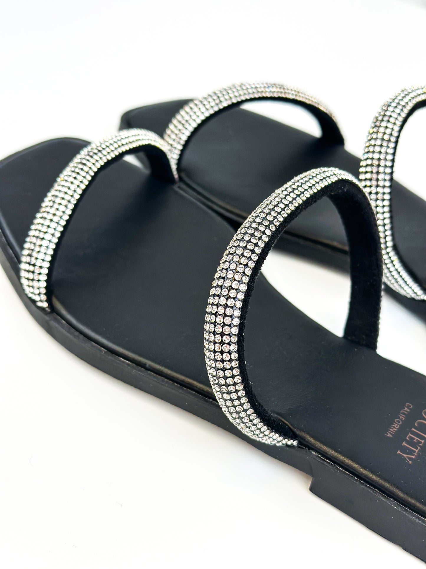 Oasis Society Black Rhinestone Sandals