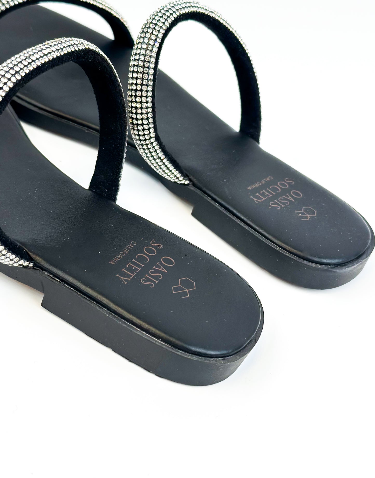 Oasis Society Black Rhinestone Sandals