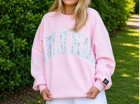 Lulu Mac Camo Embroidered Sweatshirt in Pink