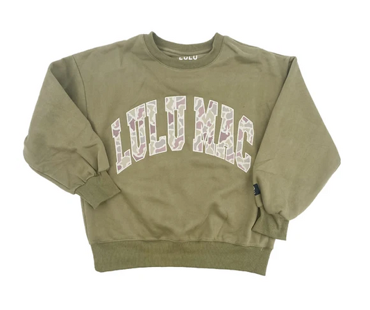 Lulu Mac Camo Embroidered Sweatshirt in Green