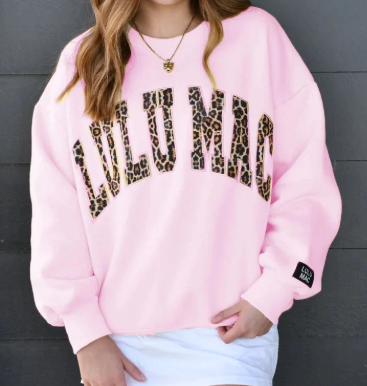 Lulu Mac Cheetah Print Embroidered Sweatshirt
