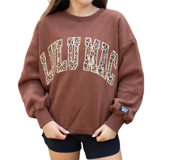 Lulu Mac Cheetah Print Embroidered Sweatshirt